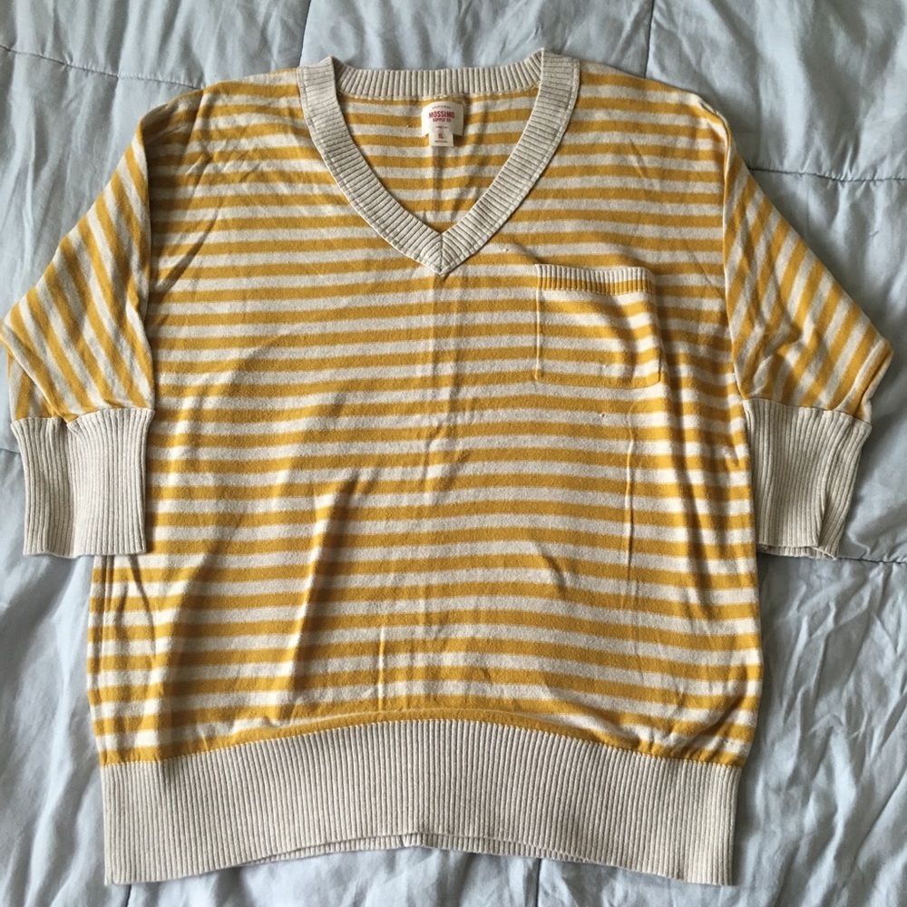 Striped sweater with cropped sleeves